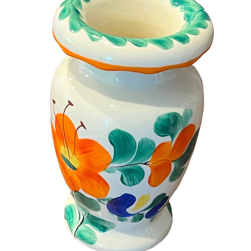 PRICE DROP***Ceramic vase, hand-painted, vibrant, colored vase. Ex. Condition